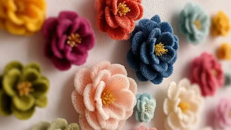 Handmade felt and pipe-cleaner flowers from the Stella studio